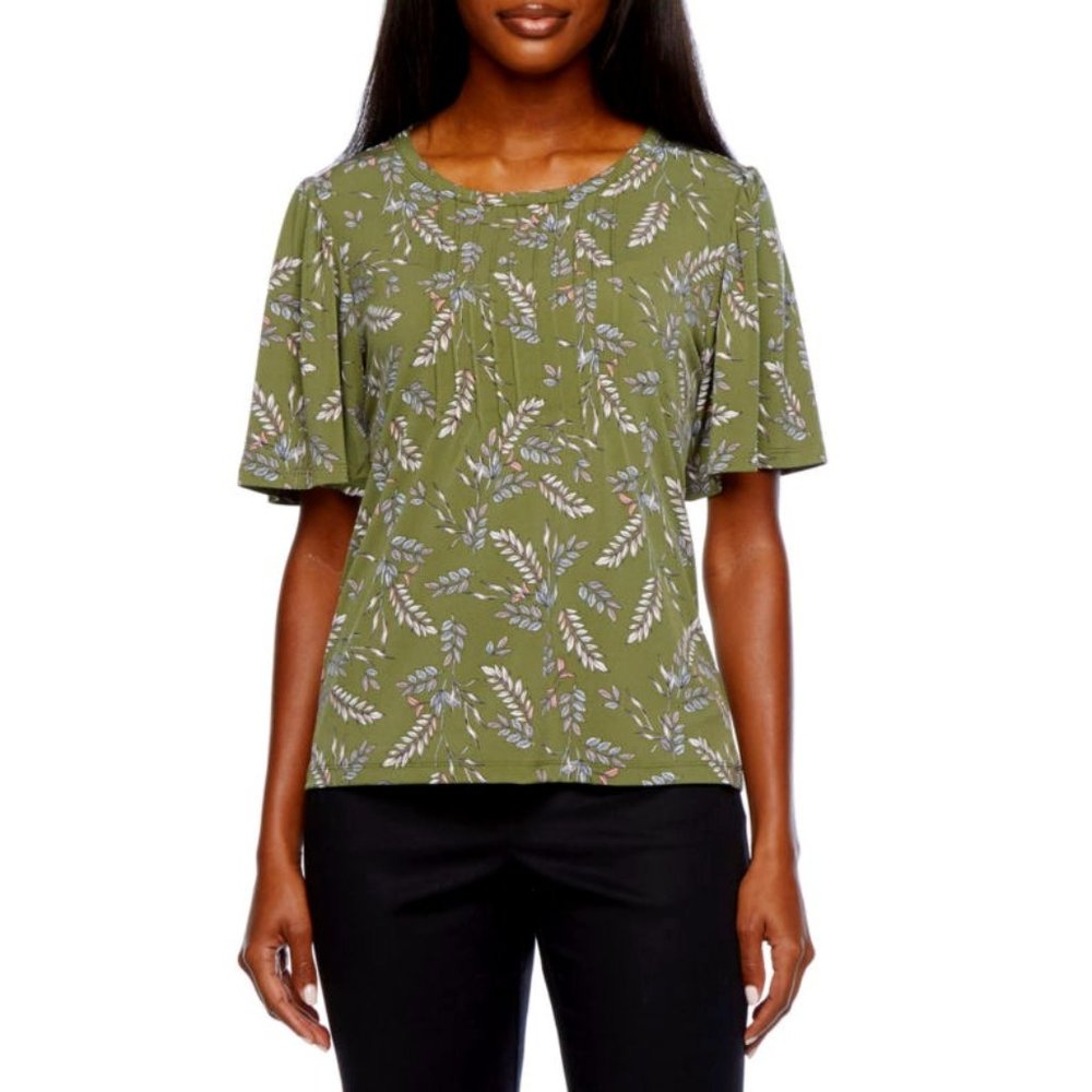 NEW Liz Claiborne Women's Round Neck Flutter Sleeve Blouse Size PXXL